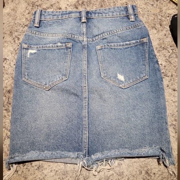 Allsaints - Kim Denim Jean Skirt with Raw Frayed Hem, Size 0 - Picture 5 of 5